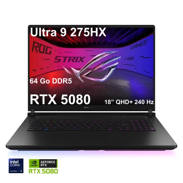ASUS ROG STRIX G18 Ultra 9 275HX / RTX 5080 / 32 Go DDR5 / 2 To SSD / 18” Mini-LED QHD+ 240 Hz / Windows 11 /G18 G815LW-S9057W